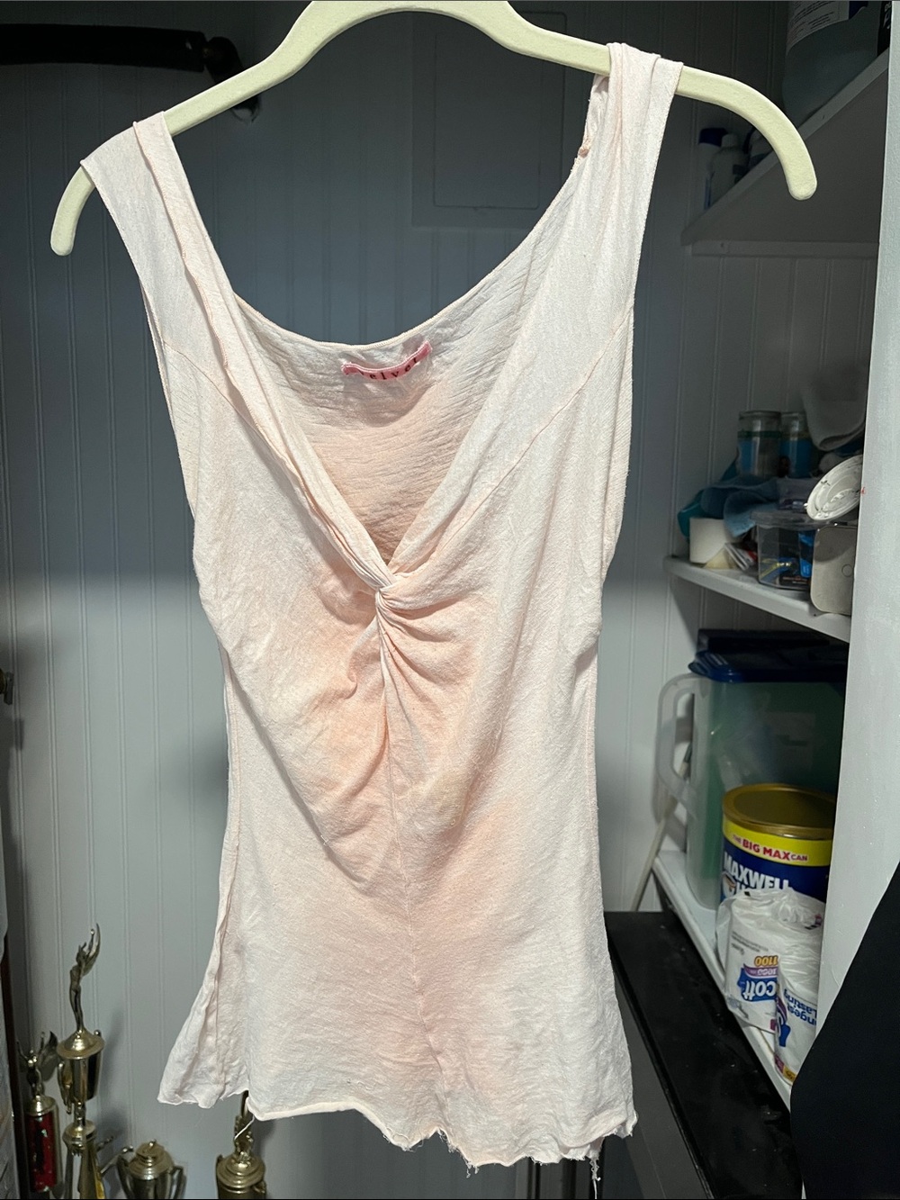Sleeveless Twist-Front Tank Top in Pale Pink from Velvet it’s a size small